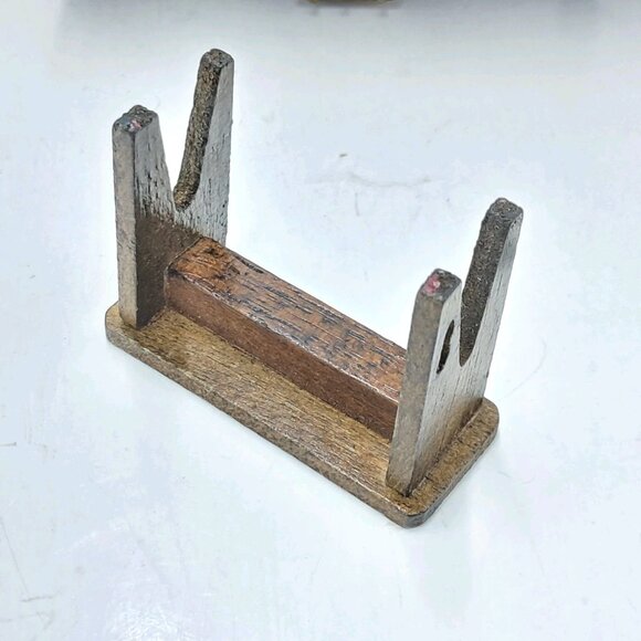 Miniature Grand Piano & Bench Walnut Furniture Doll House Vintage Wooden - Picture 13 of 14